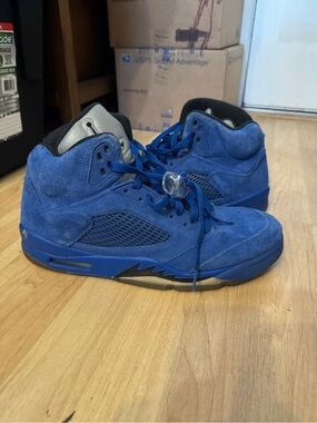 Air Jordan 5 Retro Blue Suede Men's Nike 136027-401 2017 Sz 12